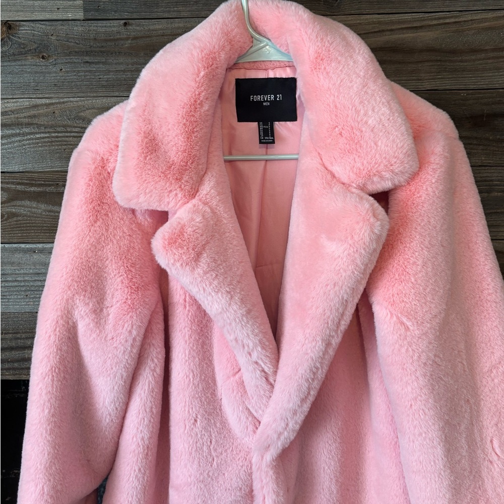 Forever 21 Pink Teddy Jacket Plush Oversized